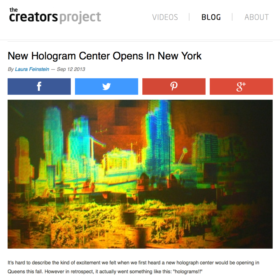 Creators Project VICE HoloCenter article