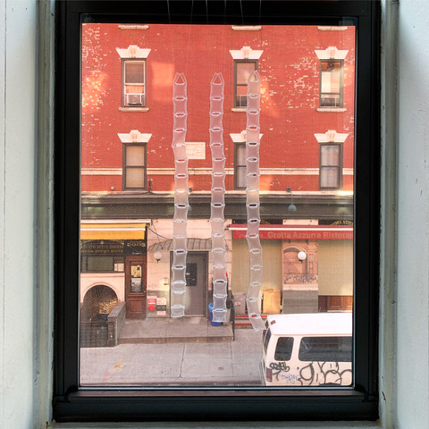 Cynthia Reynolds air cushion: one-inch square, six excised chambers Light Windows installation Mulberry Street