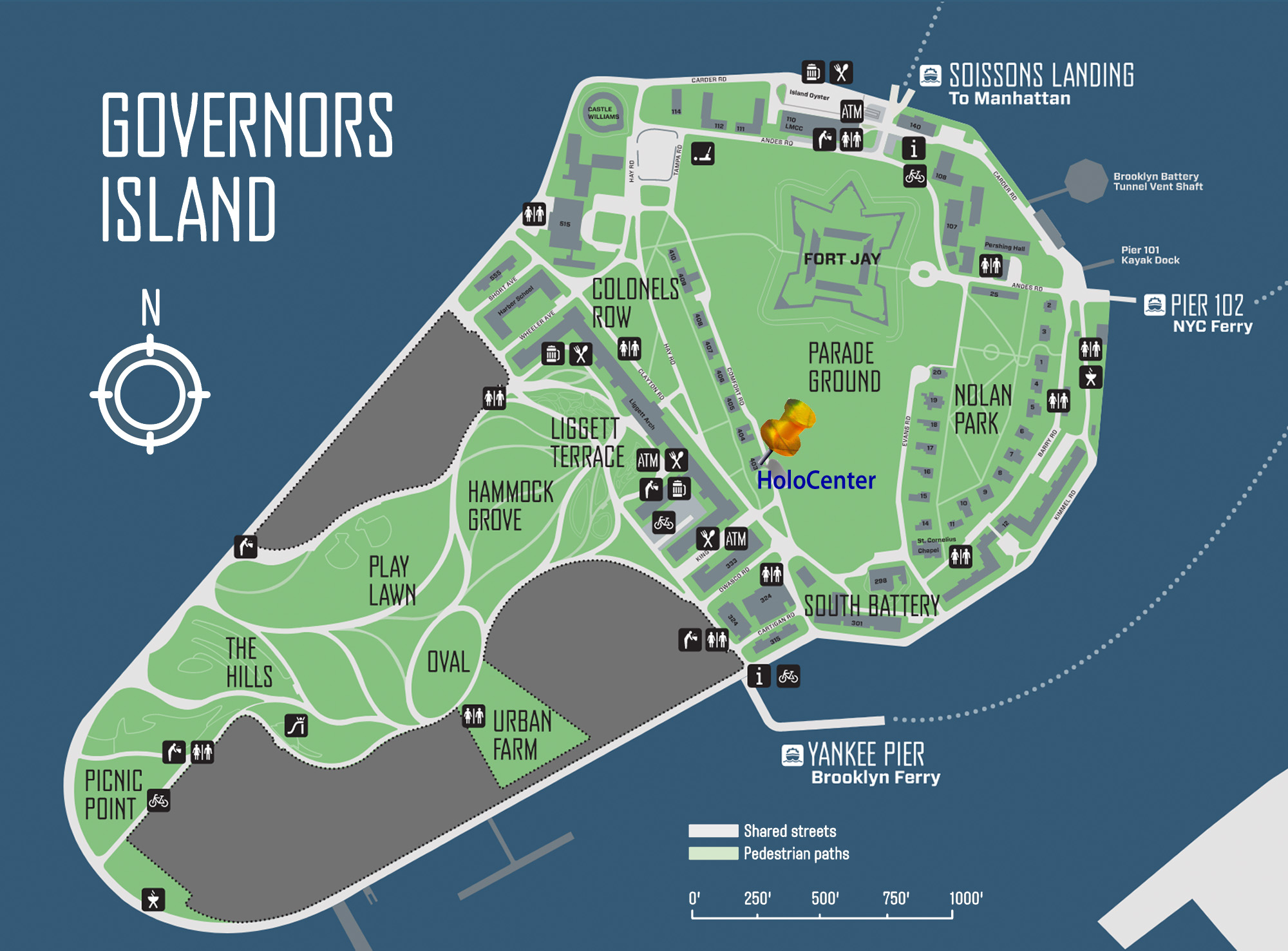 Map to HoloCenter on Governors Island New York
