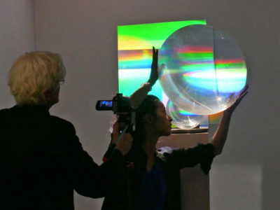 Sam Moree Shoko Tamai Art of Light performace with Ocaen Sky hologram at IRIDESCENCE